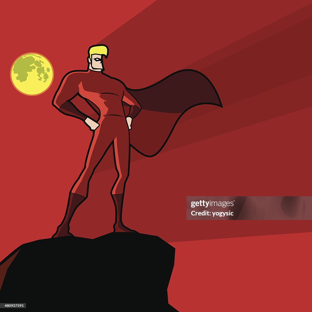 Cool super-herói em vermelho