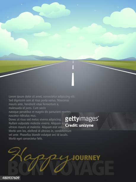 happy journey background with copy space - perspective road stock illustrations