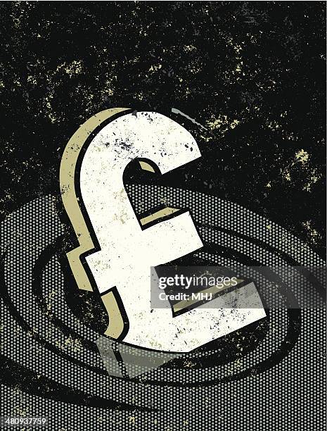 retro, pound sterling sinking in a vortex or whirlpool - money down the drain stock illustrations