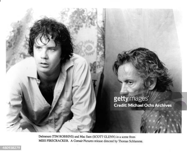 Actors Tim Robbins and Scott Glenn in a scene from the movie "Miss Firecracker " circa 1989.