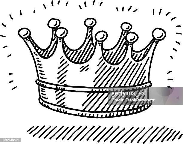shiny crown symbol drawing - royalty images stock illustrations