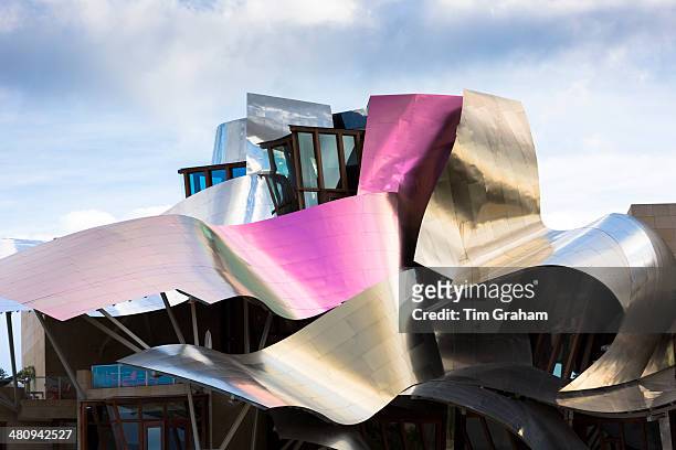 Hotel Marques de Riscal futuristic design by architect Frank Gehry, at Elciego in Rioja-Alavesa area of Spain.