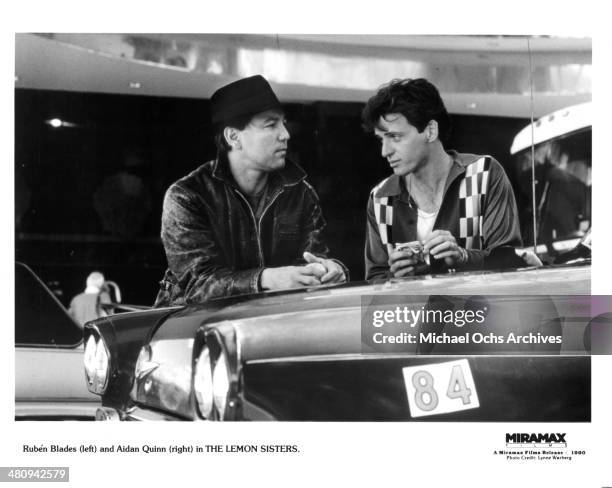 Actors Ruben Blades and Aidan Quinn in a scene from the Miramax movie "The Lemon Sisters" circa 1989.