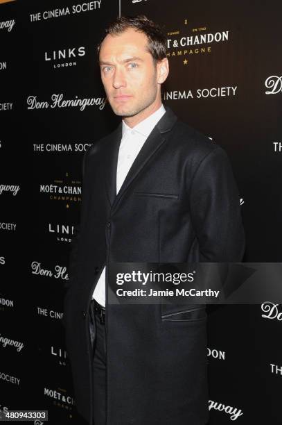 Actor Jude Law attends the Fox Searchlight Pictures' "Dom Hemingway" screening hosted by The Cinema Society And Links Of London on March 27, 2014 in...