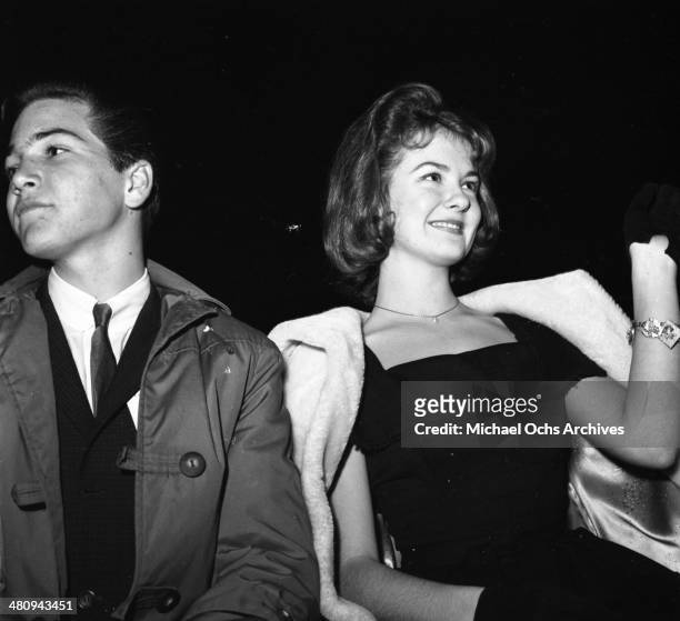 Entertainer Shelley Fabares attends an event with fellow Donna Reed Show star Paul Petersen in circa 1961.
