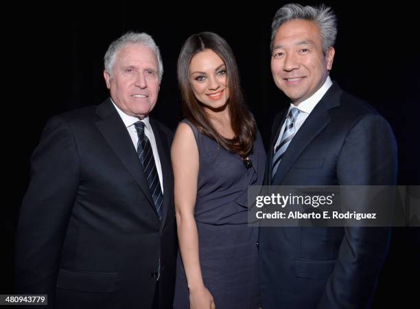 President, Domestic Distribution, Warner Bros. Pictures Dan Fellman, actress Mila Kunis and CEO of Warner Bros. Entertainment Kevin Tsujihara attend...