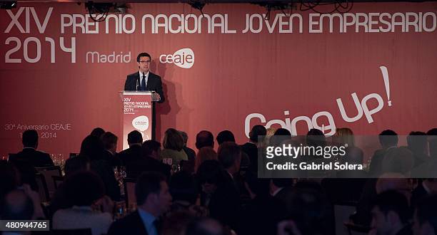 Spain's Minister for Industry, Energy And Tourism Jose Manuel Soria attends 'Young Businessman' National Awards 2014 at Villamagna Hotel on March 27,...
