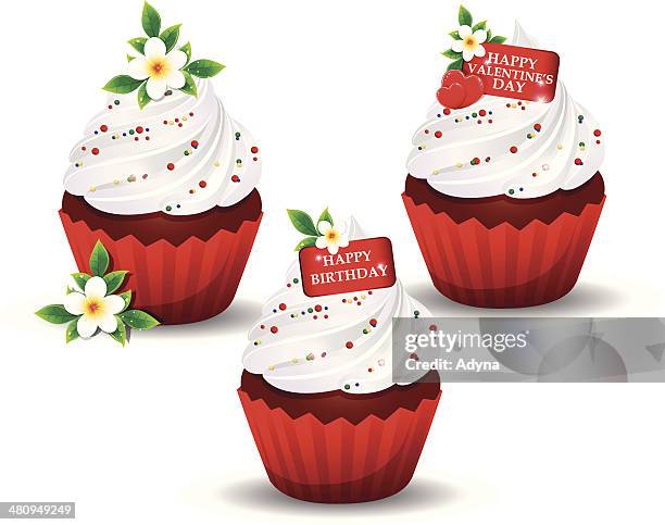 birthday cake - birthday cupcake stock illustrations