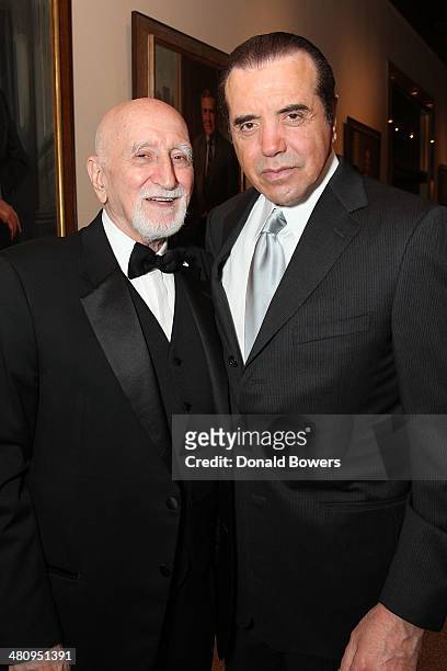 Actor/singer Dominic Chianese, and Lifetime Achievement Award recipient actor Chazz Palminteri attend the Table 4 Writers Foundation Second Annual...