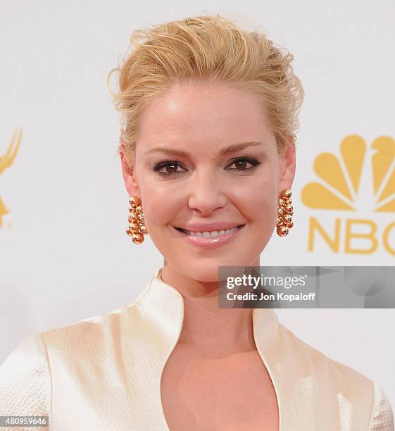 Actress Katherine Heigl arrives at the 66th Annual Primetime Emmy Awards at Nokia Theatre L.A. Live on August 25, 2014 in Los Angeles, California.