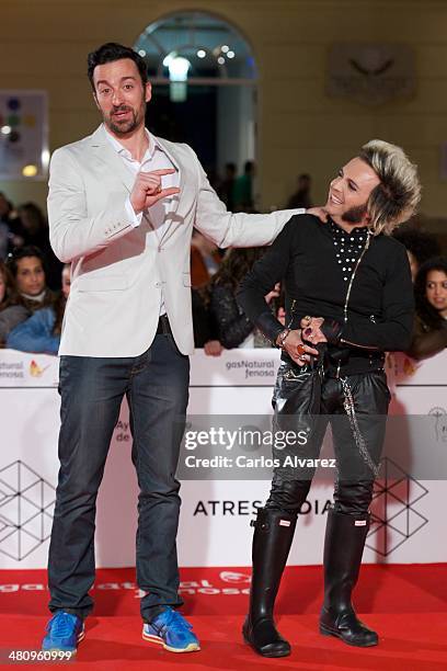 Pablo Puyol and Rafatal attend the "Todos Estan Muertos" premiere during the 17th Malaga Film Festival 2014 - Day 7 on March 27, 2014 in Malaga,...