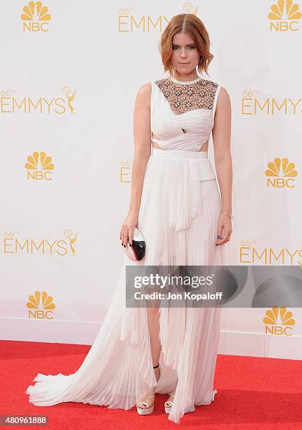 Actress Kate Mara arrives at the 66th Annual Primetime Emmy Awards at Nokia Theatre L.A. Live on August 25, 2014 in Los Angeles, California.