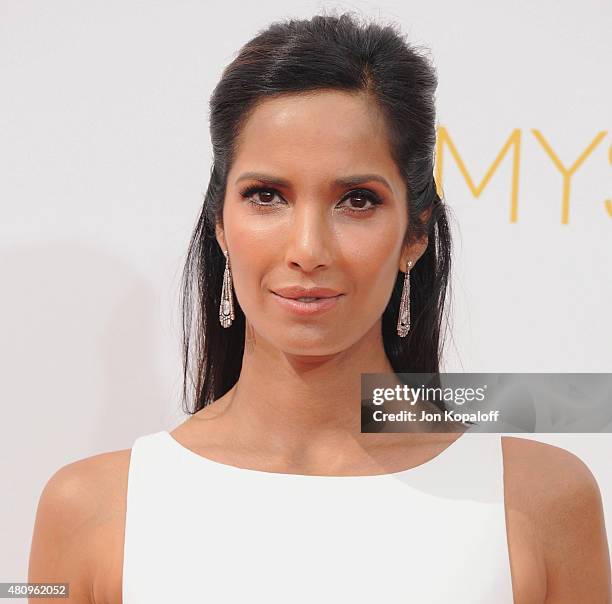 Padma Lakshmi arrives at the 66th Annual Primetime Emmy Awards at Nokia Theatre L.A. Live on August 25, 2014 in Los Angeles, California.