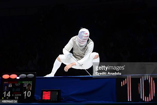 Alexander Massialas of United States seen during the Man's Senior Fleuret final match within the 2015 World Fencing Championships, at the Olympic...