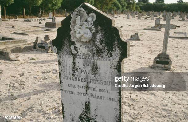 The grave of Paul Johannes Rossouw in the leper cemetery on Robben Island, off the coast of Cape Town, South Africa, 1993.