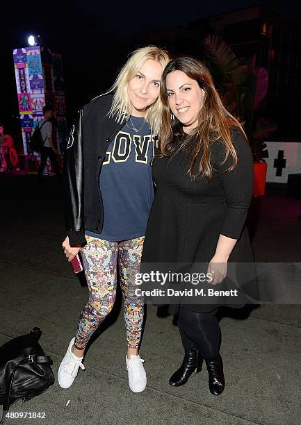 Mary Katrantzou and Becky Tong attend a rooftop party in Shoreditch, London, to celebrate the launch of Mary Katrantzou for adidas Originals Season 2...