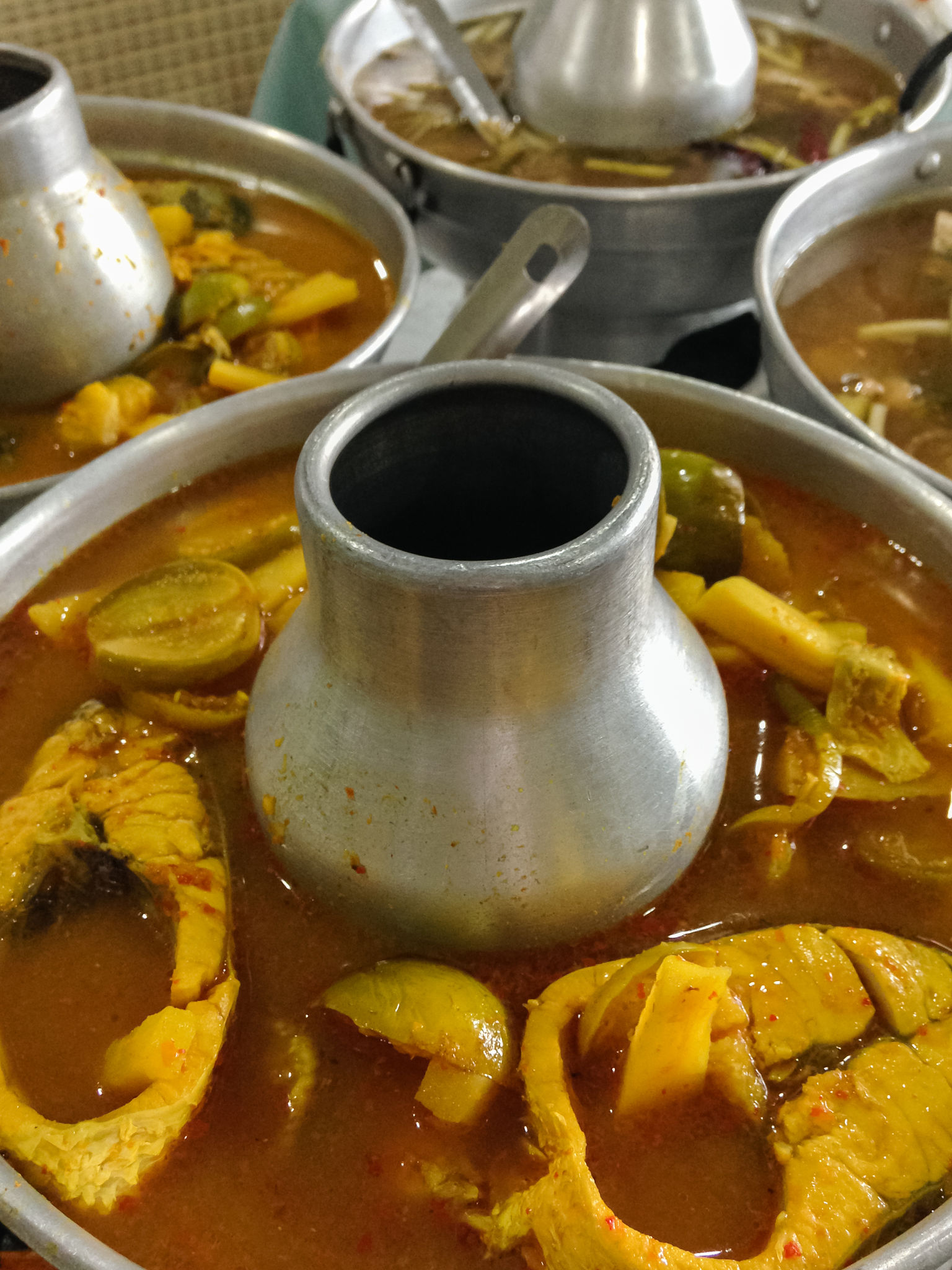 Yellow fish curry in hot pot. Yellow fish curry in hot pot.