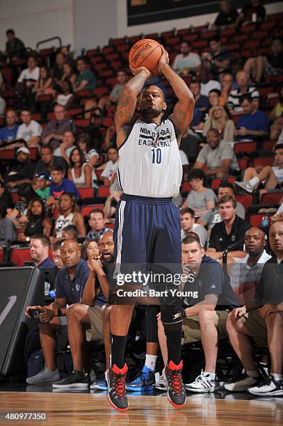 Romero Osby of the NBA D-League Select shoots the ball against the Dallas Mavericks on July 16, 2015 at The Cox Pavilion in Las Vegas, Nevada. NOTE...