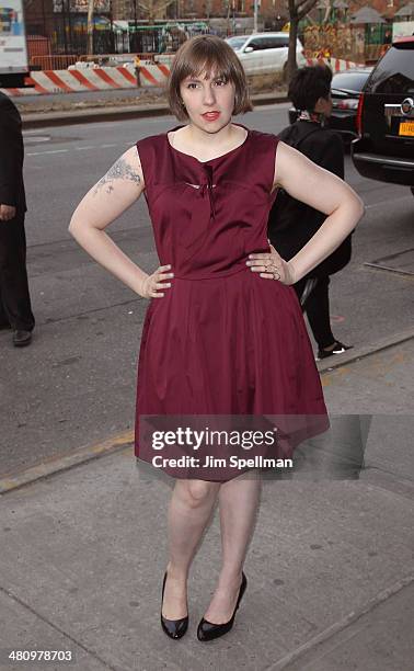 Actress Lena Dunham attends the Fox Searchlight Pictures' "Dom Hemingway" screening hosted by The Cinema Society And Links Of London on March 27,...