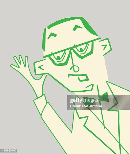man straining to hear - eavesdropping stock illustrations