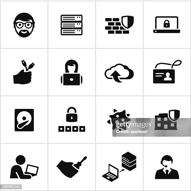 ilustraciones, imágenes clip art, dibujos animados e iconos de stock de negro iconos de la tecnología de la información - security pass