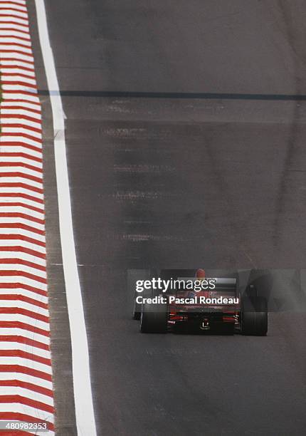 Nigel Mansell of Great Britain drives the Scuderia Ferrari SpA SEFAC Ferrari 640 Ferrari V12 during practice for the Hungarian Grand Prix on 12th...