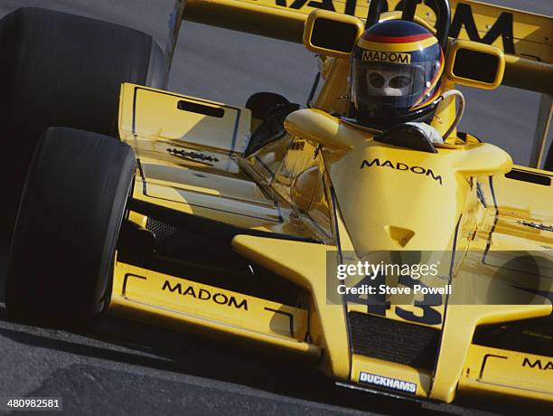 Emilio de Villota of Spain drives the Madom Formula 1 Team Lotus 78 Ford -Cosworth DFV V8 during the Marlboro Daily Mail Race of Champions on 15th...