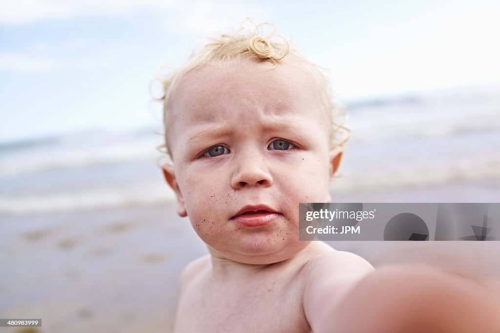 Male toddler on the beach