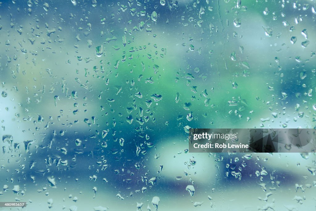 Raindrops on glass pane