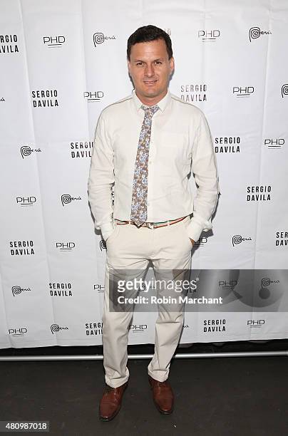 Designer Sergio Davila attends his show during New York Fashion Week: Men's S/S 2016 at PHD at the Dream Downtown on July 16, 2015 in New York City.