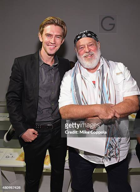 Model Caleb Lane and photographer Bruce Weber pose for a picture at the Parke & Ronen mens fashion show at New York Fashion Week: Men's S/S 2016at...