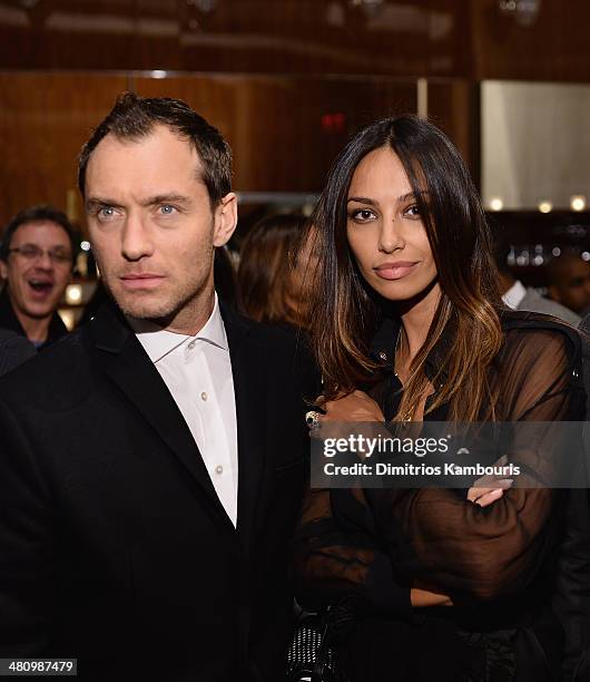 Jude Law and Madalina Diana Ghenea attend the after party for Fox Searchlight Pictures' "Dom Hemingway" screening hosted by The Cinema Society And...