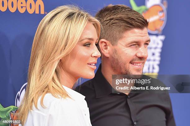 Pro Soccer player Steven Gerrard and model Alex Curran attend the Nickelodeon Kids' Choice Sports Awards 2015 at UCLA's Pauley Pavilion on July 16,...