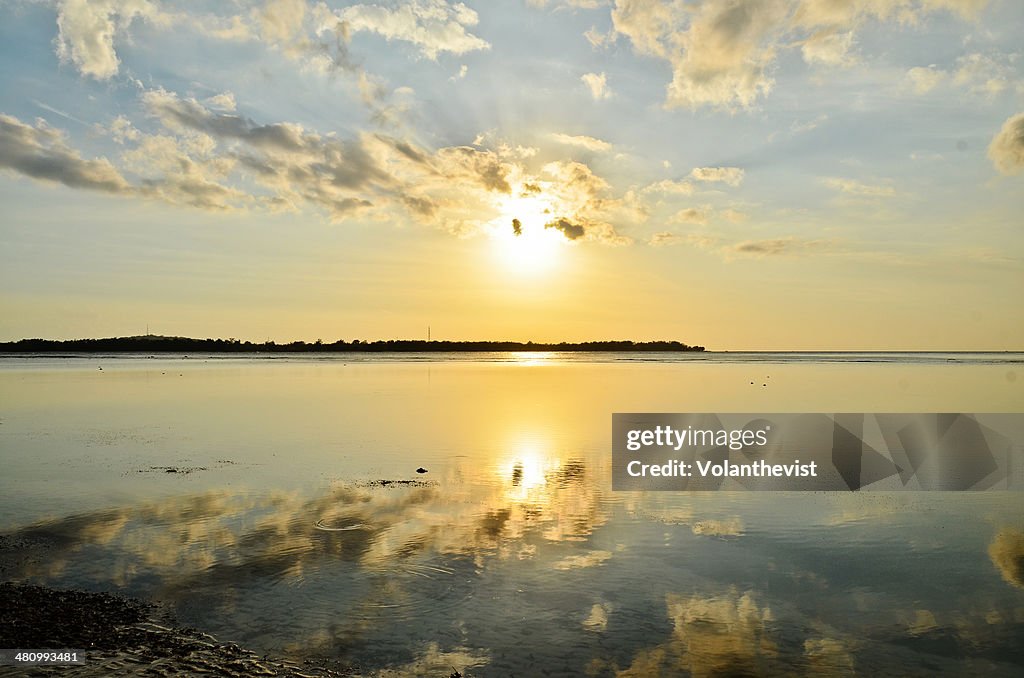 Sunset in Gili Air with Lombok in the background