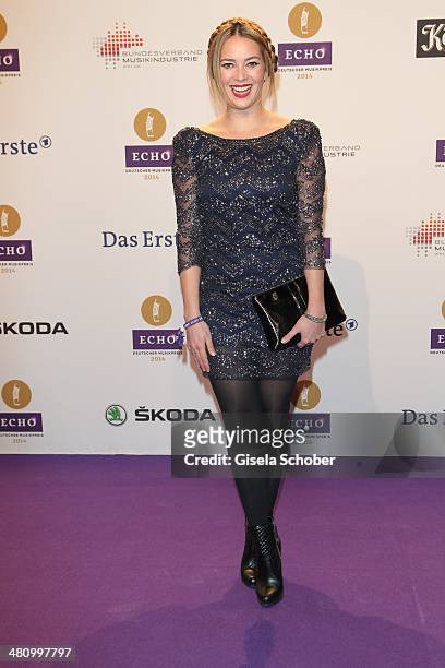 Laura Osswald poses on the red carpet prior the Echo award 2014 at Messe Berlin on March 27, 2014 in Berlin, Germany.
