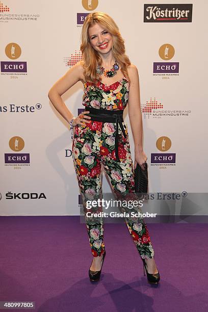 Susan Sideropoulos poses on the red carpet prior the Echo award 2014 at Messe Berlin on March 27, 2014 in Berlin, Germany.