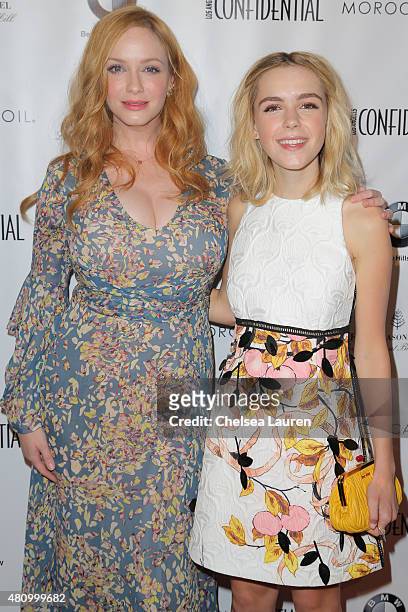 Actresses Christina Hendricks and Kiernan Shipka attend Los Angeles Confidential Women Of Influence Celebration hosted by Christina Hendricks on July...