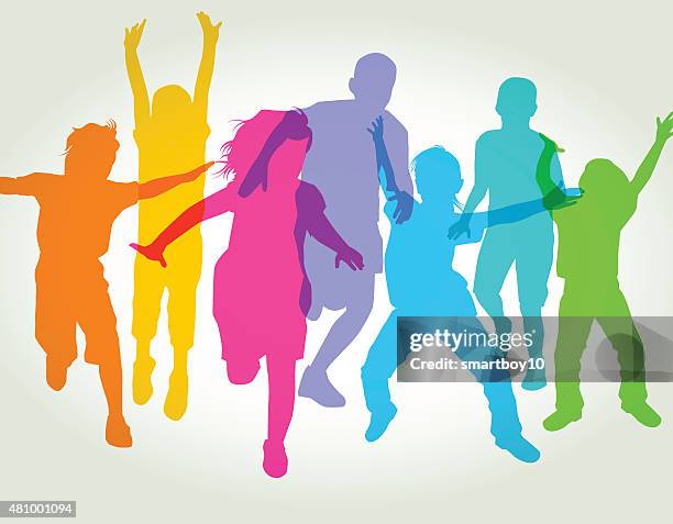 children playing - family in silhouette stock illustrations