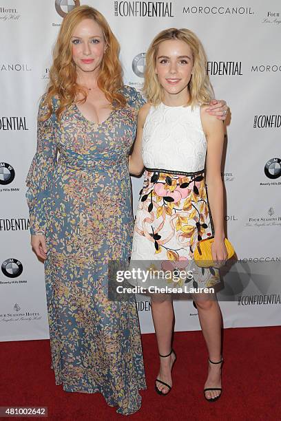 Actresses Christina Hendricks and Kiernan Shipka attend Los Angeles Confidential Women Of Influence Celebration hosted by Christina Hendricks on July...