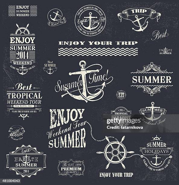 summer trip design set - anchor stock illustrations