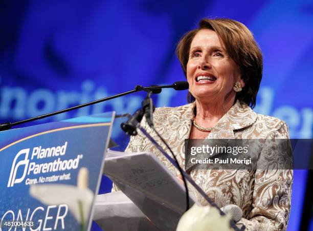 House Minority Leader Rep. Nancy Pelosi makes a few remarks after receiving the Margaret Sanger Award at the Planned Parenthood Federation Of...