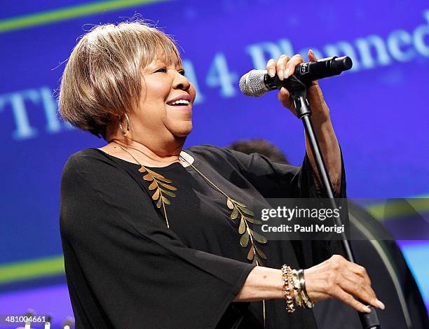 Singer Mavis Staples performs at the Parenthood Federation Of America's 2014 Gala Awards Dinner at the Marriott Wardman Park Hotel on March 27, 2014...