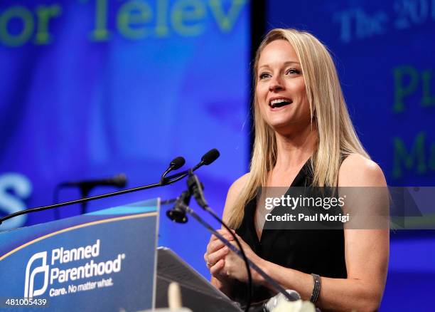 Actress Teri Polo makes a few remarks at the Planned Parenthood Federation Of America's 2014 Gala Awards Dinner at the Marriott Wardman Park Hotel on...