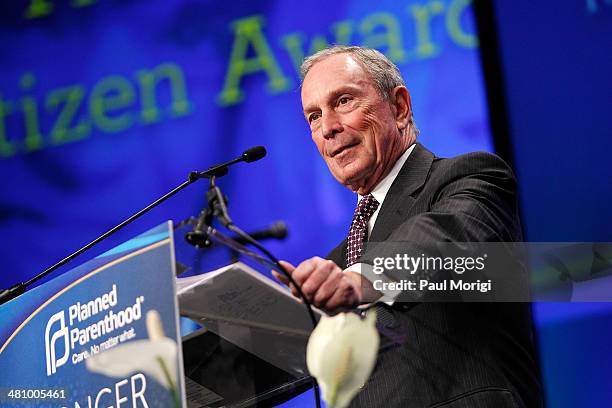 Former NYC Mayor Michael Bloomberg makes a few remarks after receiving the Global Citizen Award at the Planned Parenthood Federation Of America's...