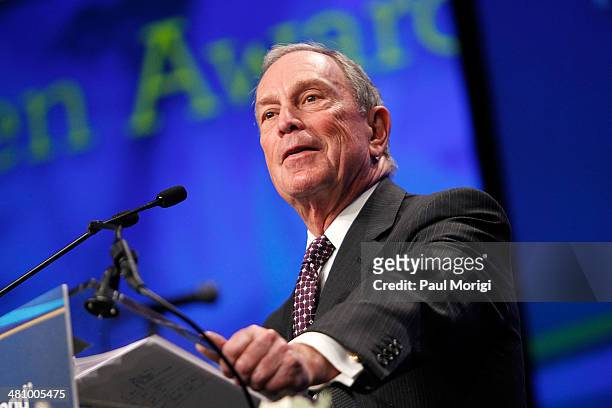 Former NYC Mayor Michael Bloomberg makes a few remarks after receiving the Global Citizen Award at the Planned Parenthood Federation Of America's...