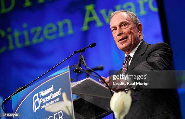 Former NYC Mayor Michael Bloomberg makes a few remarks after receiving the Global Citizen Award at the Planned Parenthood Federation Of America's...