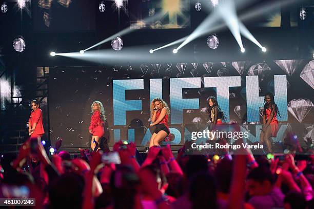 Fifth Harmony performs onstage at Univision's Premios Juventud 2015 at Bank United Center on July 16, 2015 in Miami, Florida.