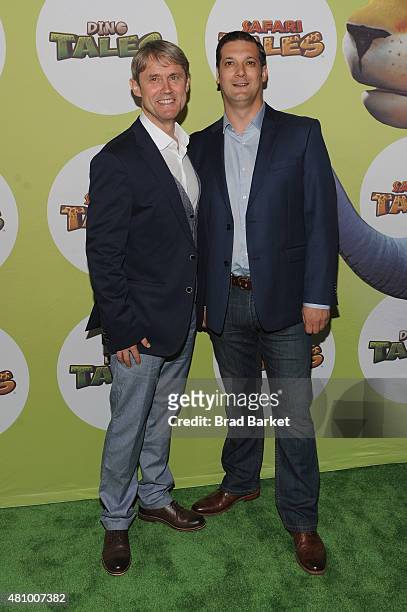 David Miller and Mark Horneff of Kuato Studios attend the launch of Dino Tales and Safari Tales at the American Museum of Natural History with Kuato...