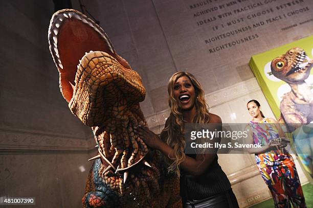 Actress Laverne Cox attends the launch of Dino Tales and Safari Tales at the American Museum of Natural History with Kuato Studios on July 16, 2015...