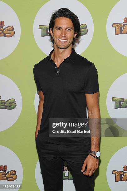 Model Jared LaFrenais attends the launch of Dino Tales and Safari Tales at the American Museum of Natural History with Kuato Studios on July 16, 2015...